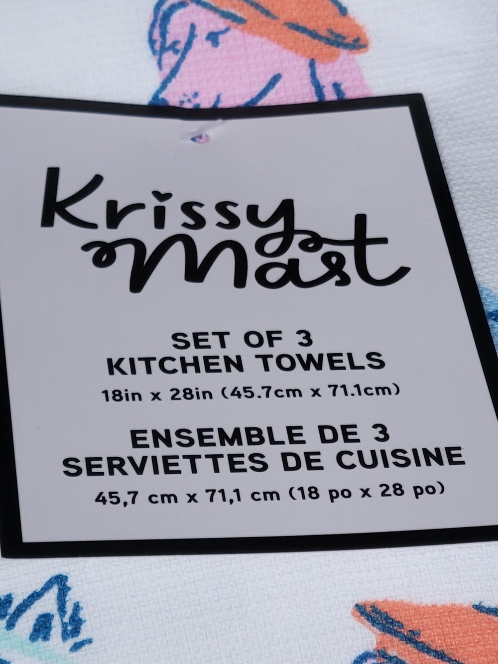 Krissy Mat Set of 3 Pink & Blue Dog Print Kitchen Towels - Picture 2 of 4